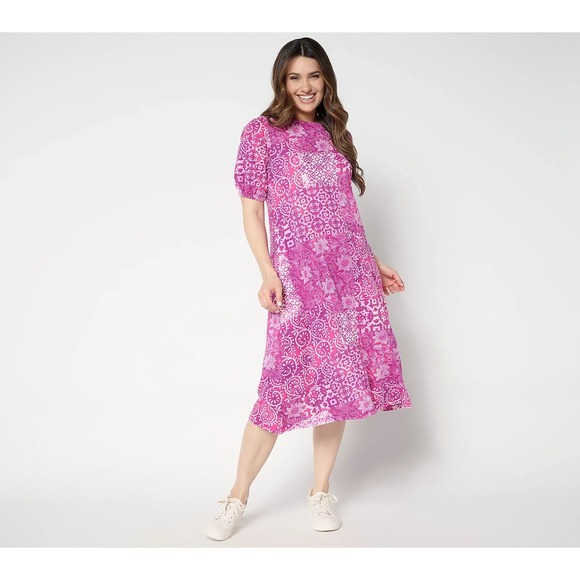 LOGO by Lori Goldstein Dresses & Skirts - LOGO by Lori Goldstein Regular Cotton Patchwork Print Midi Dress, sz 5x #41-
